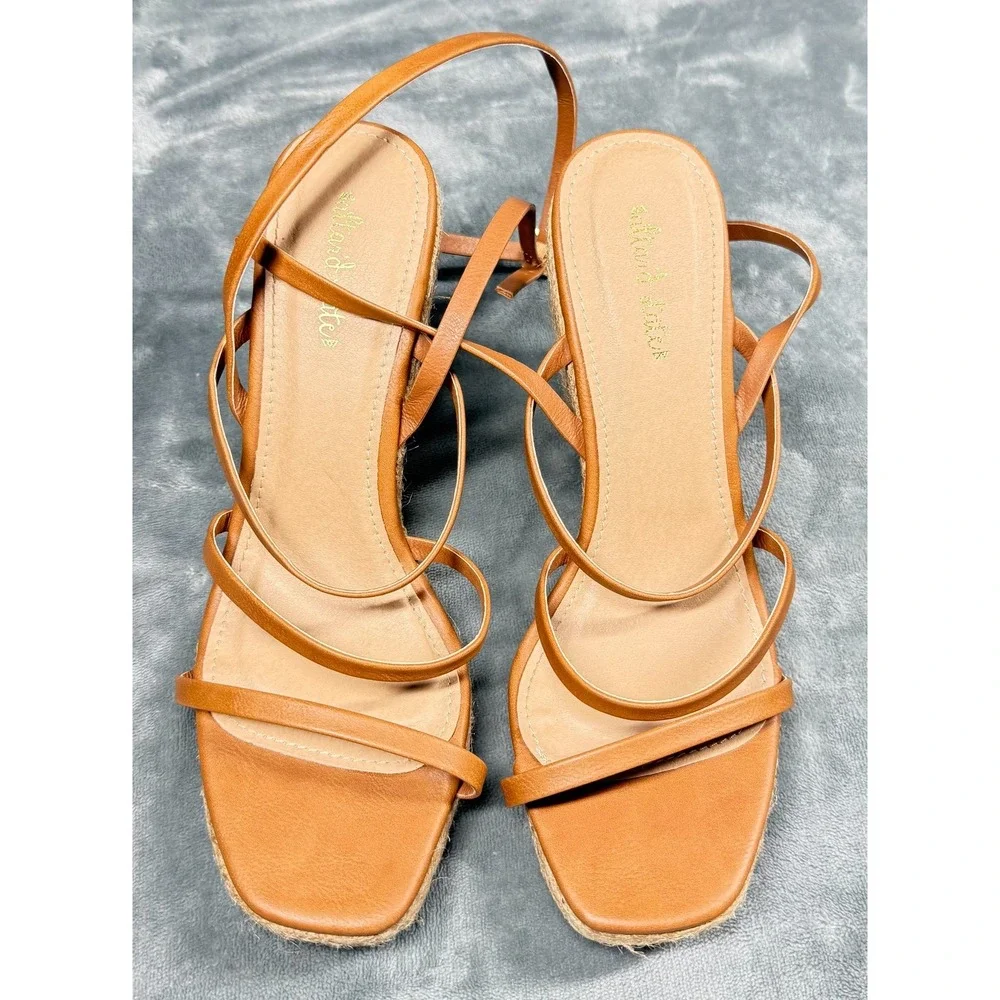 Altard State Wedge Sandals Womens 10 Tan Strappy Espadrille Platform